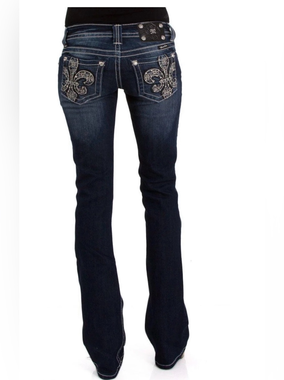 Miss Me Womens Bootcut Jeans in Dark Blue Wash